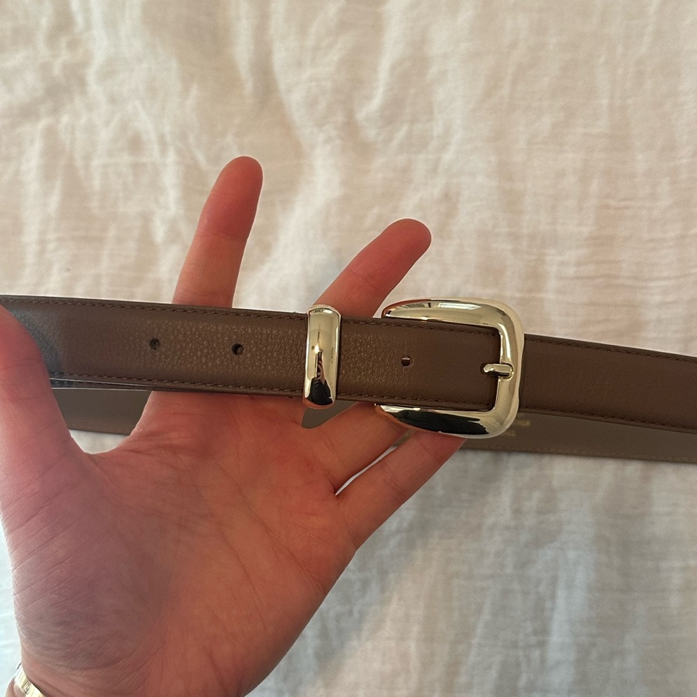 NWOT B-Low the Belt Marc Belt Brown Taupe Leather Belt with Gold Accents - Picture 5 of 12